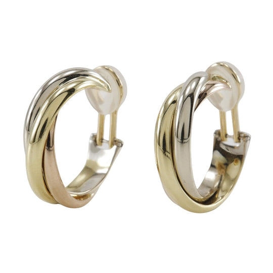 CARTIER Earring K18 Gold (YGxPGxWG) gold loop Three color Trinity Women Used Authentic
