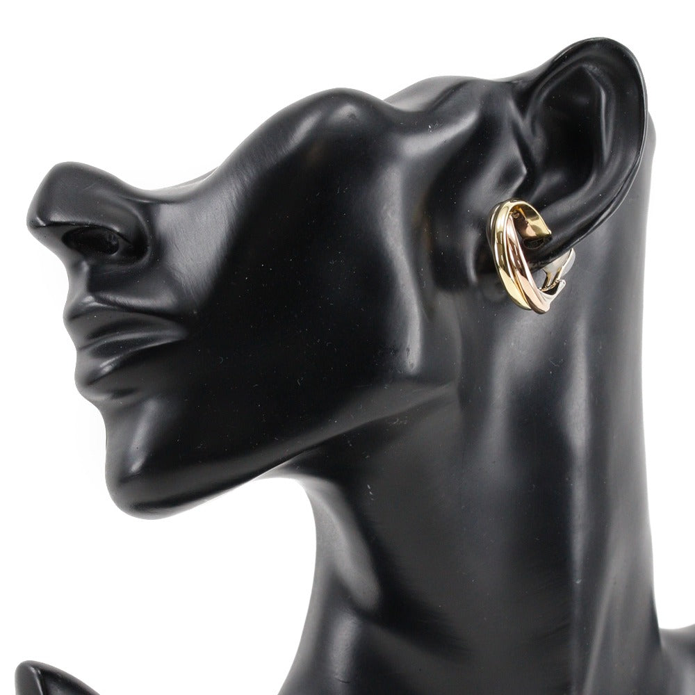 CARTIER Earring K18 Gold (YGxPGxWG) gold loop Three color Trinity Women Used Authentic