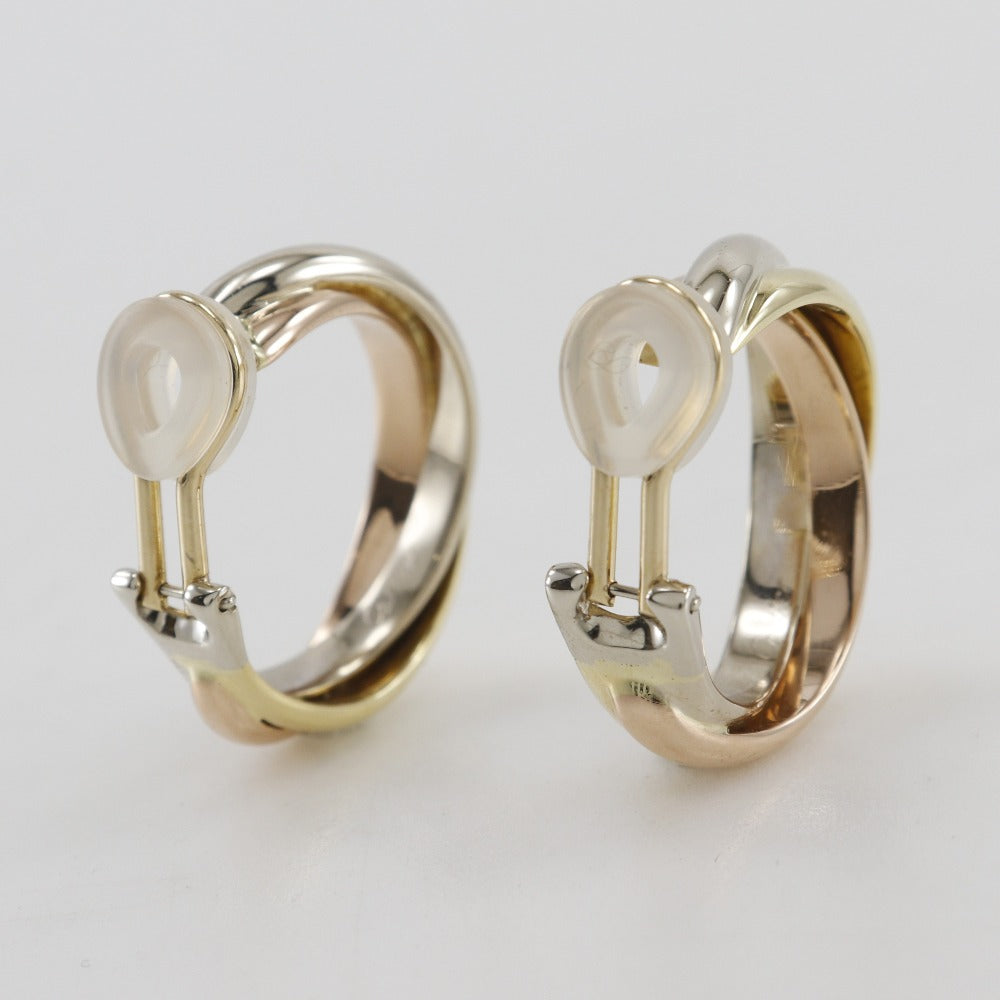 CARTIER Earring K18 Gold (YGxPGxWG) gold loop Three color Trinity Women Used Authentic