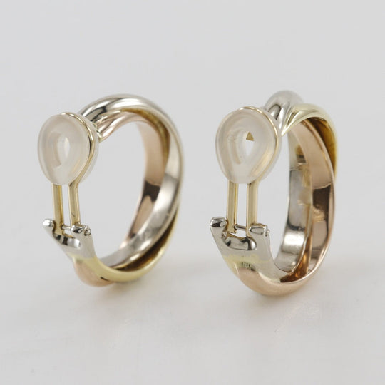 CARTIER Earring K18 Gold (YGxPGxWG) gold loop Three color Trinity Women Used Authentic