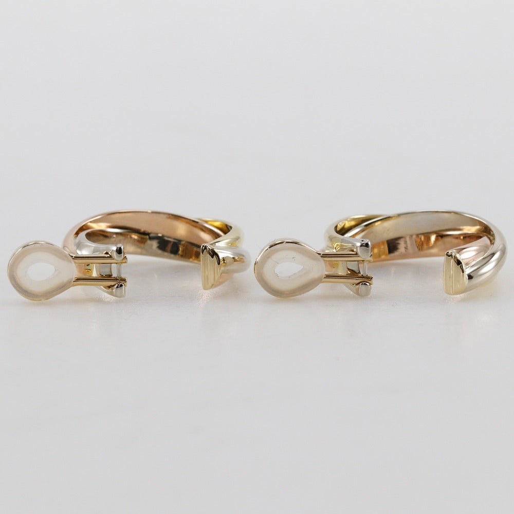 CARTIER Earring K18 Gold (YGxPGxWG) gold loop Three color Trinity Women Used Authentic