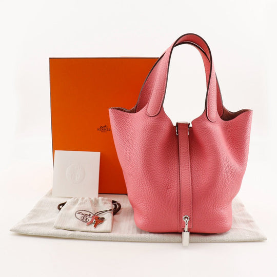 HERMES Handbag Taurillon Clemence pink Picotan Rock 18 PM Women Used Authentic