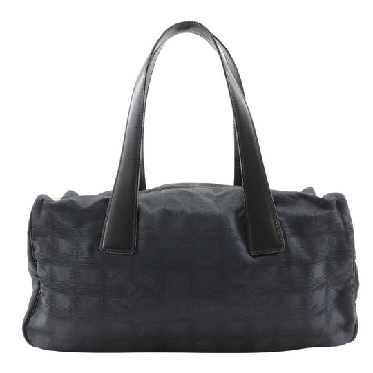 CHANEL Tote Bag Nylon canvas black Mini Boston New travel line Women Used Authentic