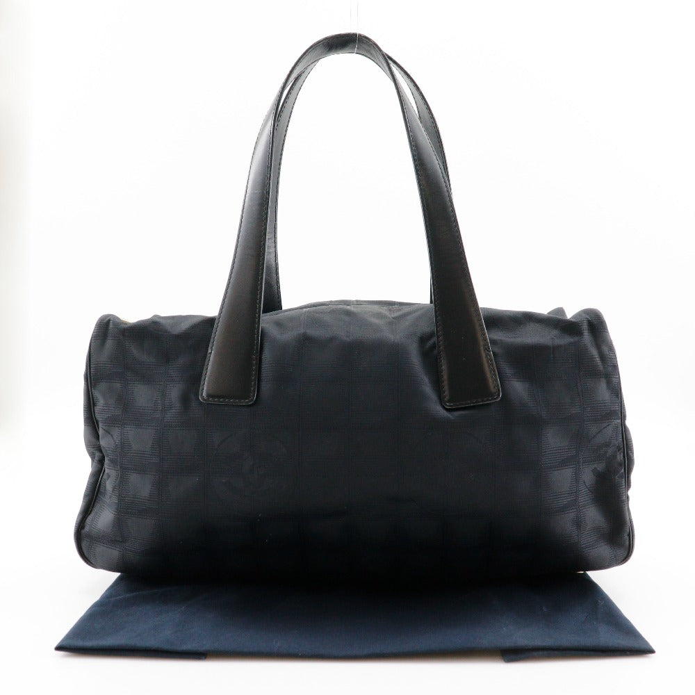 CHANEL Tote Bag Nylon canvas black Mini Boston New travel line Women Used Authentic