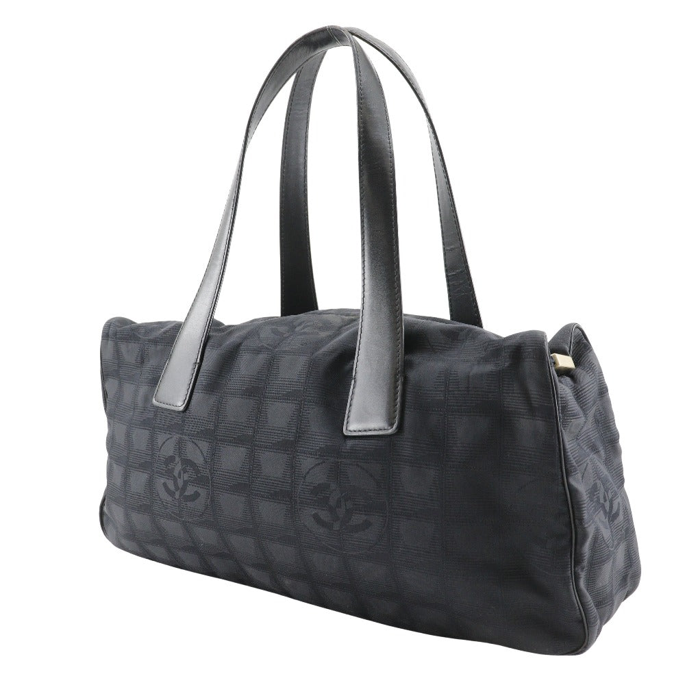 CHANEL Tote Bag Nylon canvas black Mini Boston New travel line Women Used Authentic
