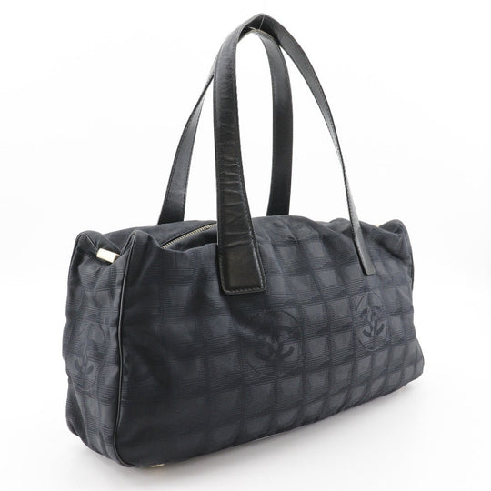 CHANEL Tote Bag Nylon canvas black Mini Boston New travel line Women Used Authentic