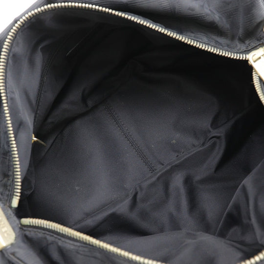 CHANEL Tote Bag Nylon canvas black Mini Boston New travel line Women Used Authentic