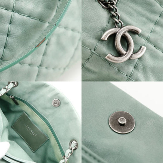 CHANEL Shoulder Bag A50558 Calfskin Green Wild stitch Mademoiselle boring bag