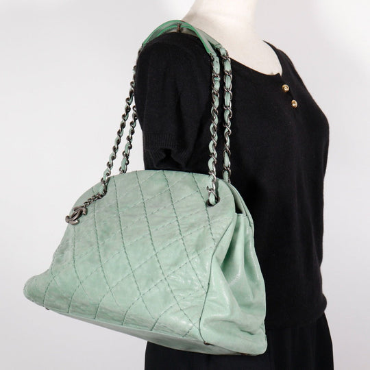 CHANEL Shoulder Bag A50558 Calfskin Green Wild stitch Mademoiselle boring bag