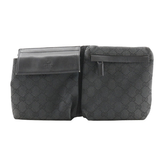 GUCCI Waist bag 28566 GG canvas, leather black Sling bag unisex(Unisex) Used Authentic