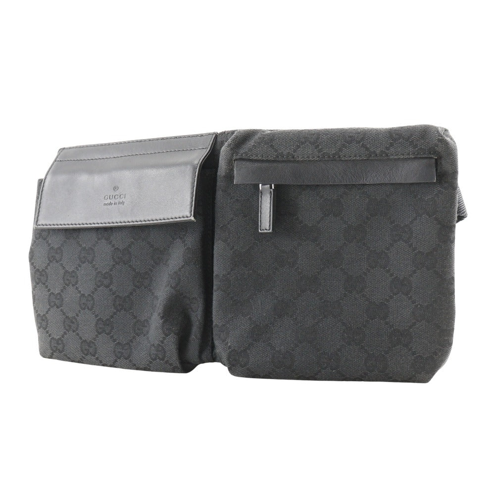 GUCCI Waist bag 28566 GG canvas, leather black Sling bag unisex(Unisex) Used Authentic