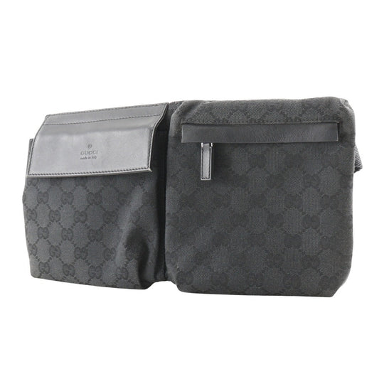 GUCCI Waist bag 28566 GG canvas, leather black Sling bag unisex(Unisex) Used Authentic