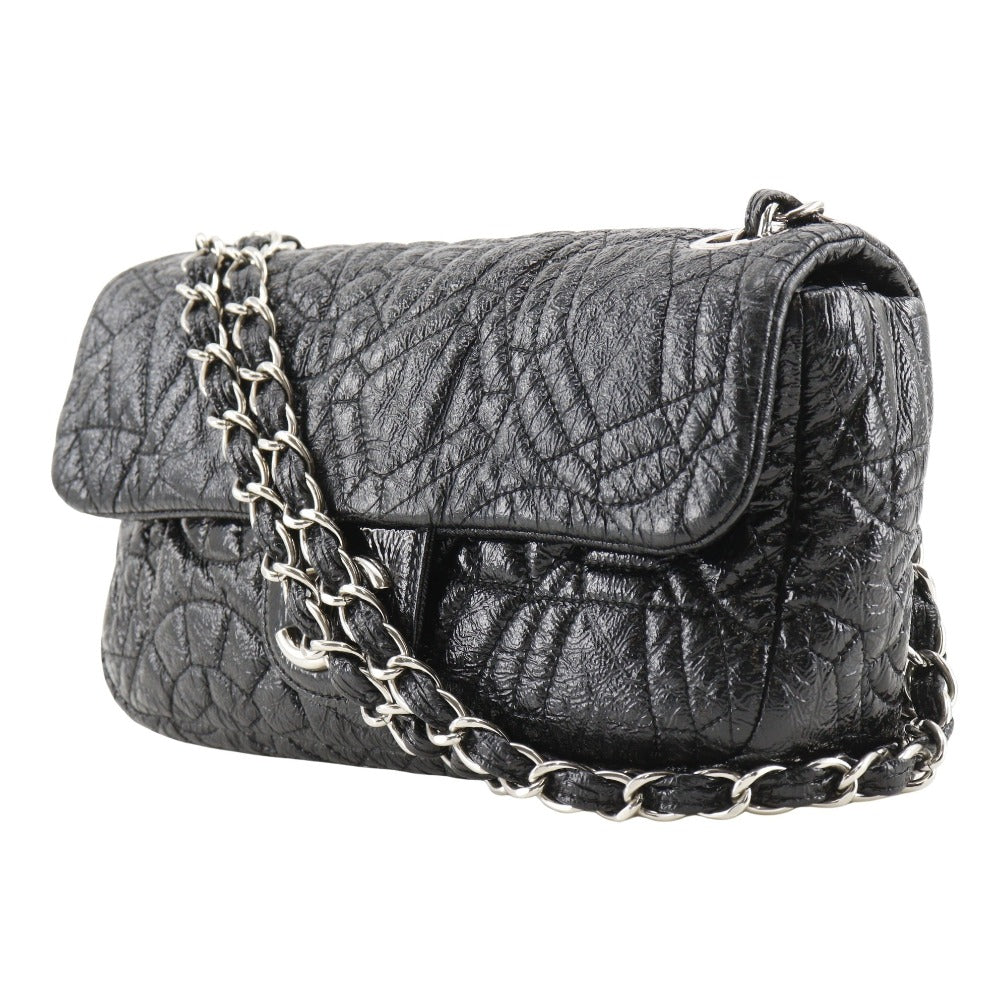 CHANEL Shoulder Bag Patent leather black Double chain ChainShoulder