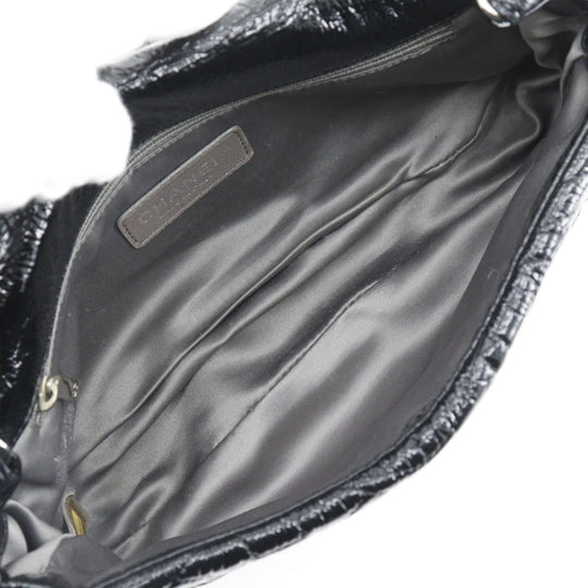 CHANEL Shoulder Bag Patent leather black Double chain ChainShoulder