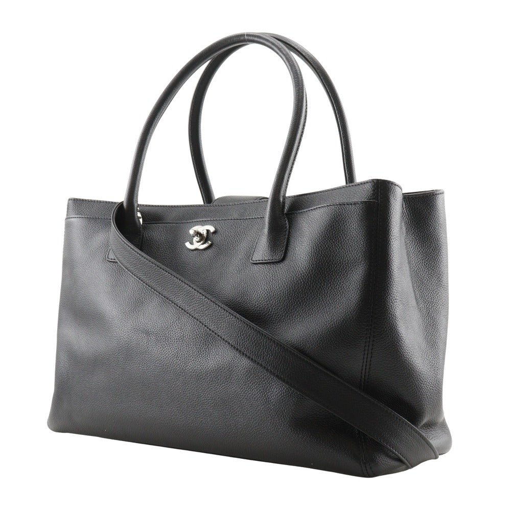 CHANEL Tote Bag A15206 Caviar skin black 2WAYShoulder Executive tote Women Used Authentic