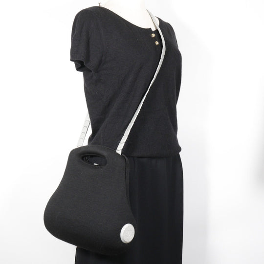 CHANEL Handbag cotton black 2WAYShoulder 2005 Premium Edition Hip bag Women Used Authentic