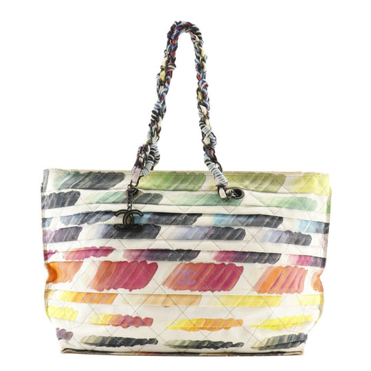 CHANEL Tote Bag canvas multicolor/white COCO Mark Colorama Chain tote Women Used Authentic