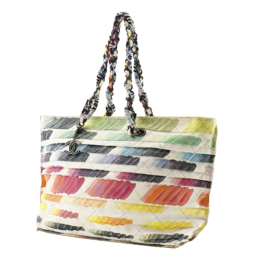 CHANEL Tote Bag canvas multicolor/white COCO Mark Colorama Chain tote Women Used Authentic