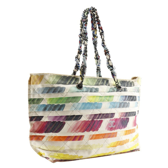 CHANEL Tote Bag canvas multicolor/white COCO Mark Colorama Chain tote Women Used Authentic