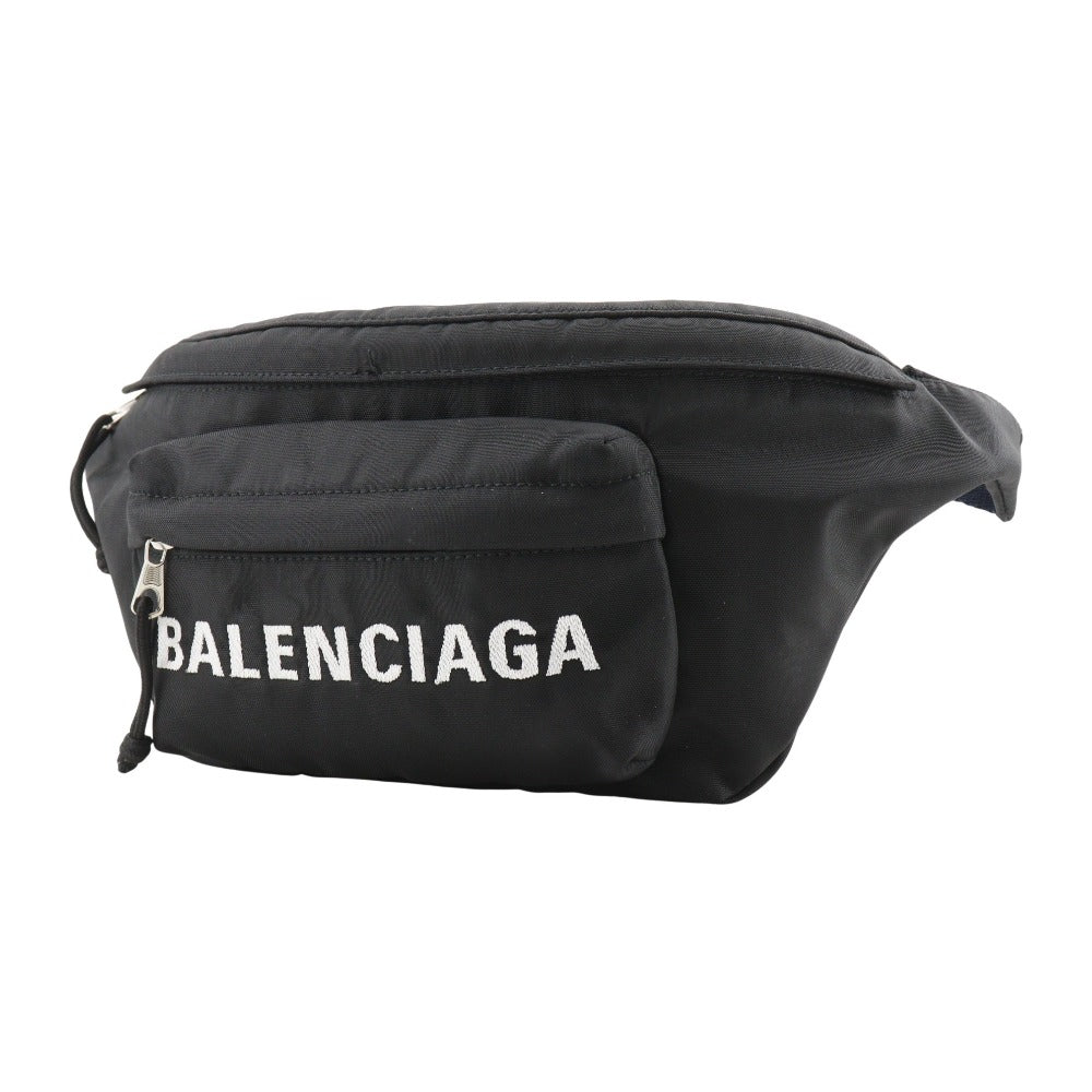 BALENCIAGA Sling bag 528862 Nylon canvas black logo Wheel Hip Bag mens(Unisex) Used Authentic