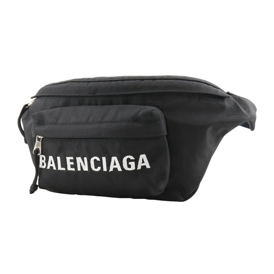 BALENCIAGA Sling bag 528862 Nylon canvas black logo Wheel Hip Bag mens(Unisex) Used Authentic