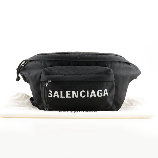 BALENCIAGA Sling bag 528862 Nylon canvas black logo Wheel Hip Bag mens(Unisex) Used Authentic