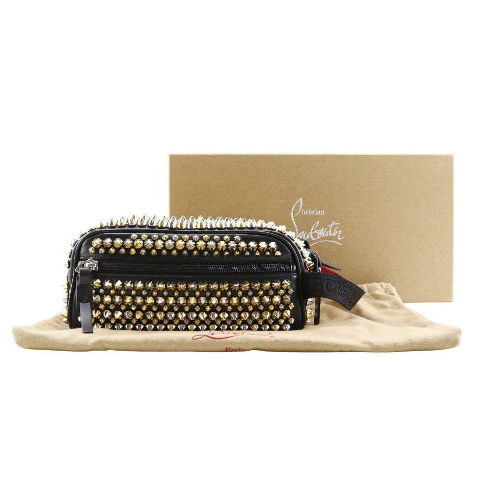 Christian Louboutin business bag Calfskin black Studs Spike Rock