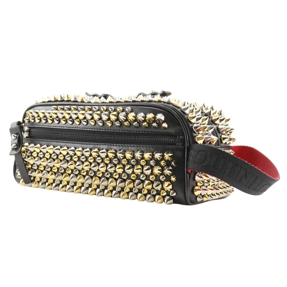 Christian Louboutin business bag Calfskin black Studs Spike Rock