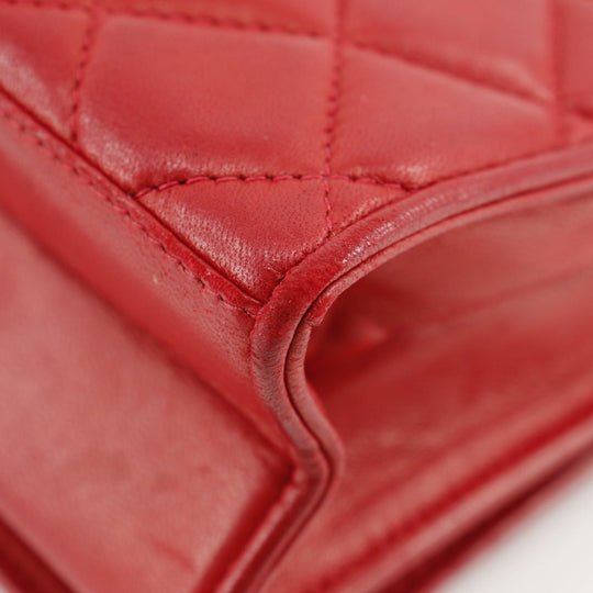CHANEL Shoulder Bag lambskin Red vintage Matrasse COCO Mark ChainShoulder Women Used Authentic
