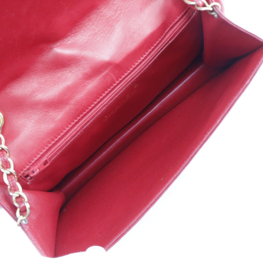 CHANEL Shoulder Bag lambskin Red vintage Matrasse COCO Mark ChainShoulder Women Used Authentic