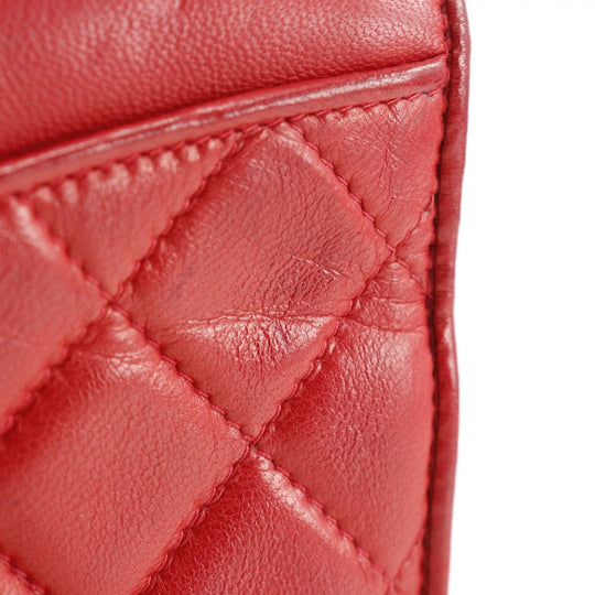 CHANEL Shoulder Bag lambskin Red vintage Matrasse COCO Mark ChainShoulder Women Used Authentic