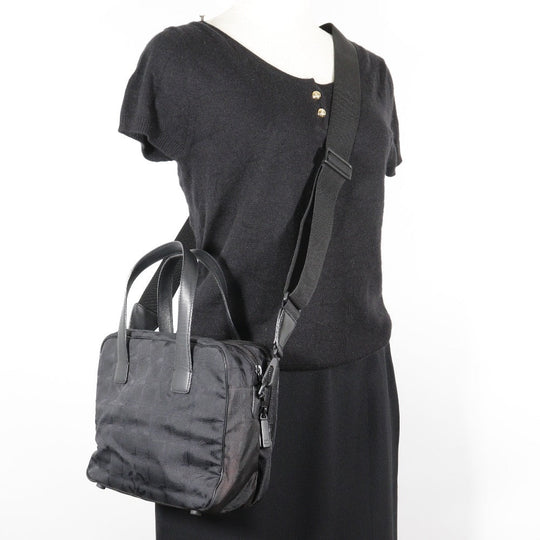 CHANEL Handbag A15973 Nylon canvas black 2WAYShoulder New travel line Women Used Authentic