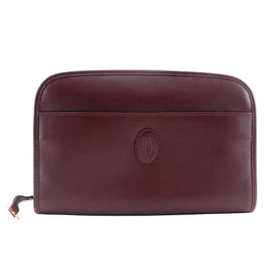 CARTIER Clutch bag Calfskin Bordeaux business bag Must Line unisex(Unisex) Used Authentic