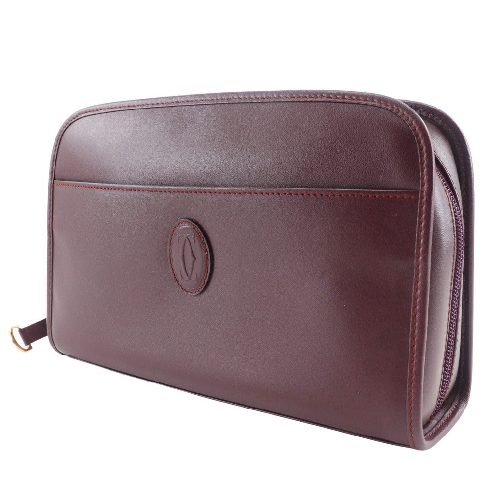 CARTIER Clutch bag Calfskin Bordeaux business bag Must Line unisex(Unisex) Used Authentic