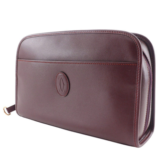 CARTIER Clutch bag Calfskin Bordeaux business bag Must Line unisex(Unisex) Used Authentic