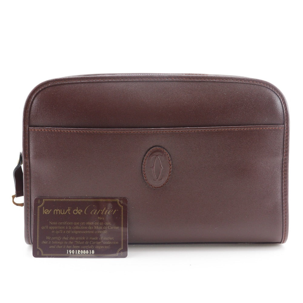 CARTIER Clutch bag Calfskin Bordeaux business bag Must Line unisex(Unisex) Used Authentic