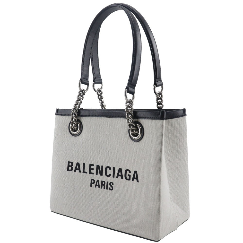 BALENCIAGA Tote Bag 7599412AAOK9260 Nylon canvas Light gray logo Small tote Women Used Authentic