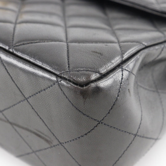 CHANEL Shoulder Bag lambskin black vintage Double chain Deca Trasse Women Used Authentic