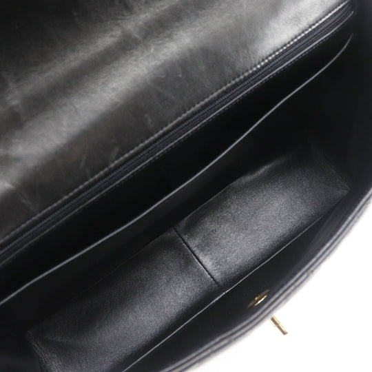 CHANEL Shoulder Bag lambskin black vintage Double chain Deca Trasse Women Used Authentic