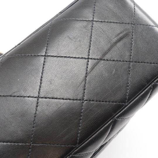 CHANEL Shoulder Bag lambskin black vintage Double chain Deca Trasse Women Used Authentic