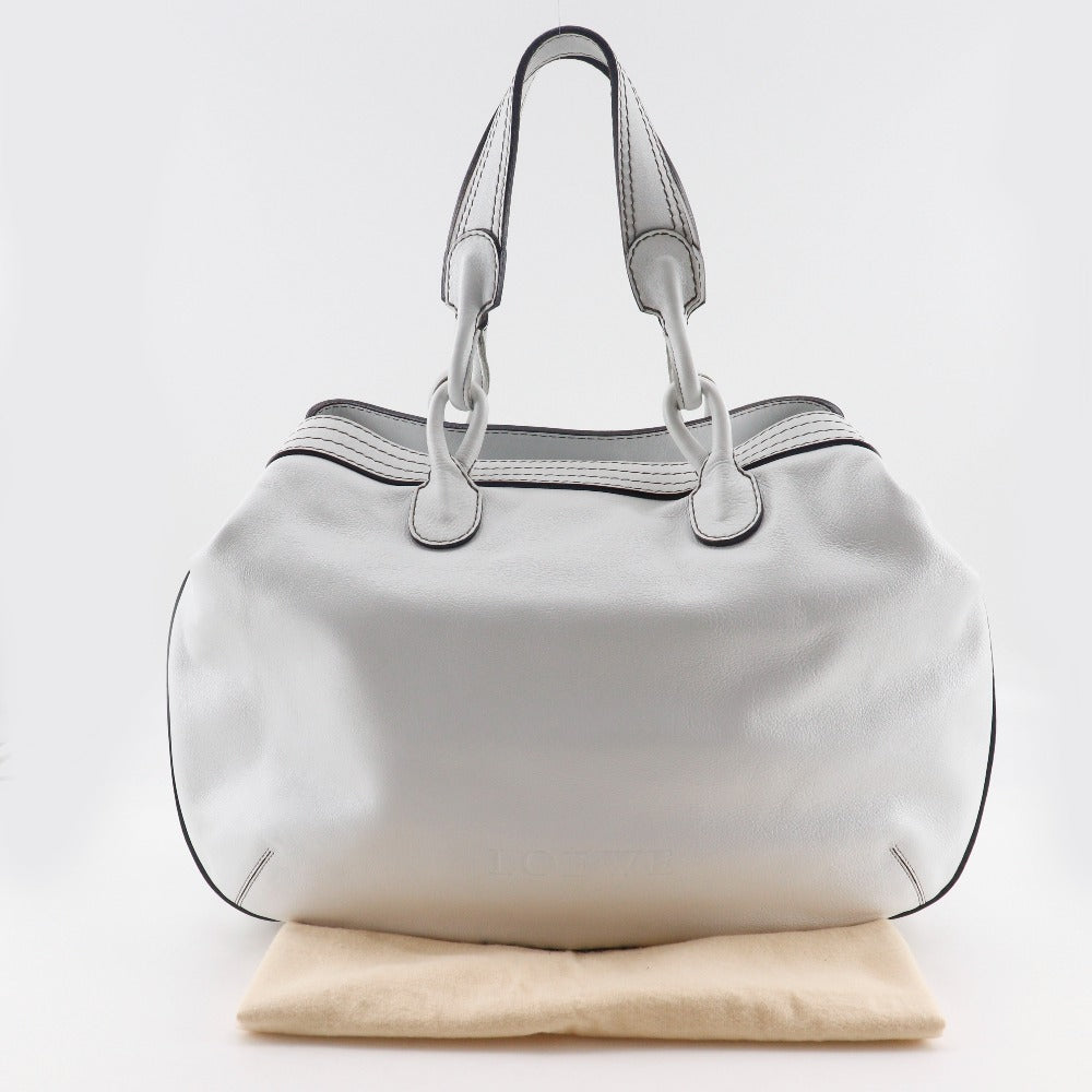LOEWE Tote Bag leather White fiesta Women Used Authentic
