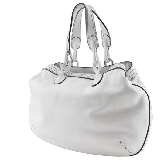 LOEWE Tote Bag leather White fiesta Women Used Authentic