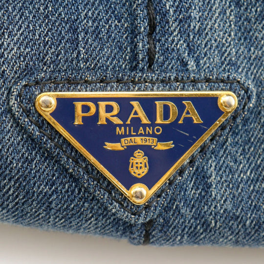 PRADA Handbag B1872B denim Blue CanapaL Women Used Authentic