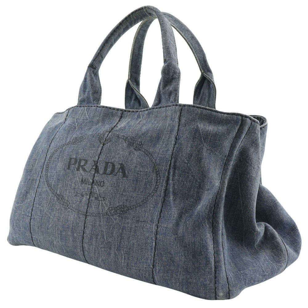 PRADA Handbag B1872B denim Blue CanapaL Women Used Authentic