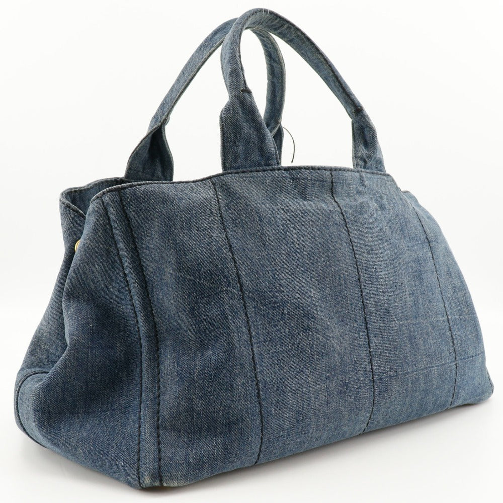 PRADA Handbag B1872B denim Blue CanapaL Women Used Authentic