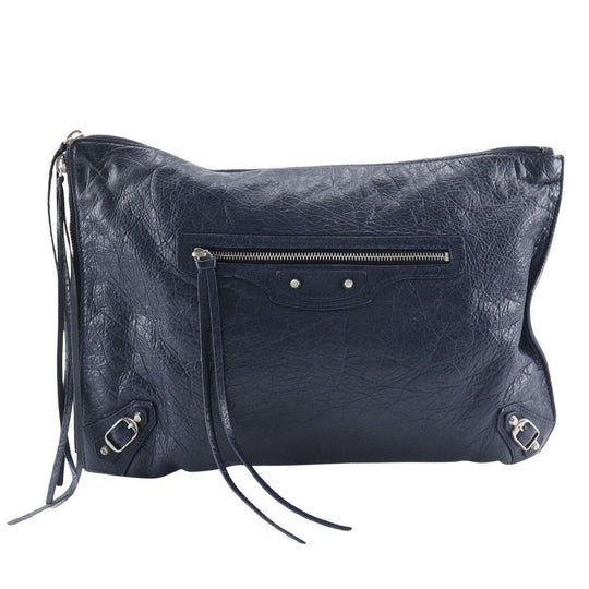 BALENCIAGA Clutch bag 362967 leather Navy blue unisex(Unisex) Used Authentic