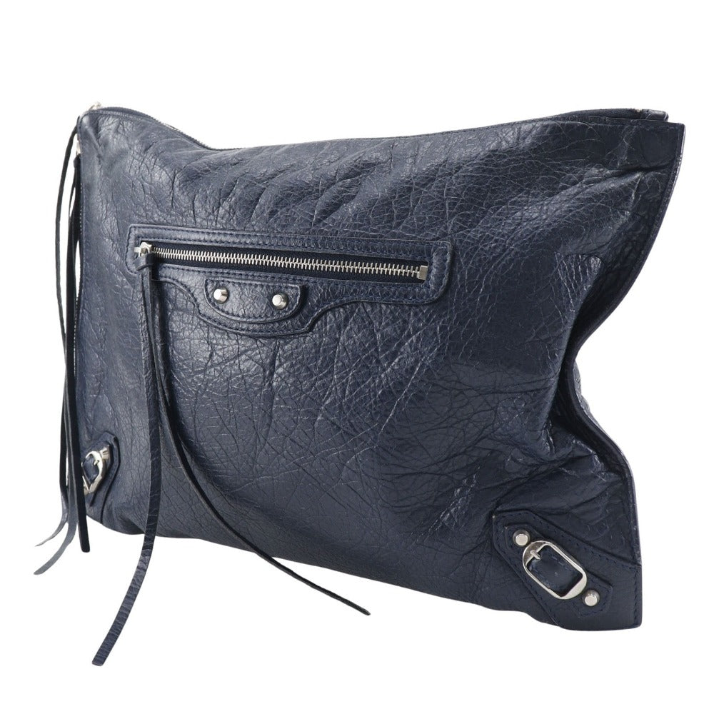 BALENCIAGA Clutch bag 362967 leather Navy blue unisex(Unisex) Used Authentic