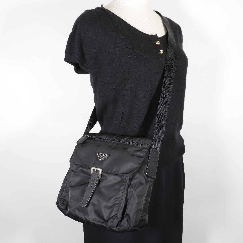 PRADA Shoulder Bag Nylon black unisex(Unisex) Used Authentic