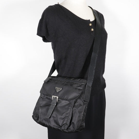 PRADA Shoulder Bag Nylon black unisex(Unisex) Used Authentic