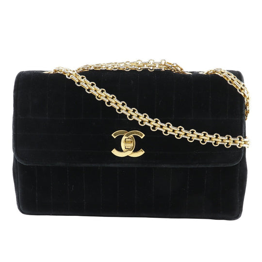 CHANEL Shoulder Bag Velor black Double chain Mademoiselle ChainShoulder Women Used Authentic